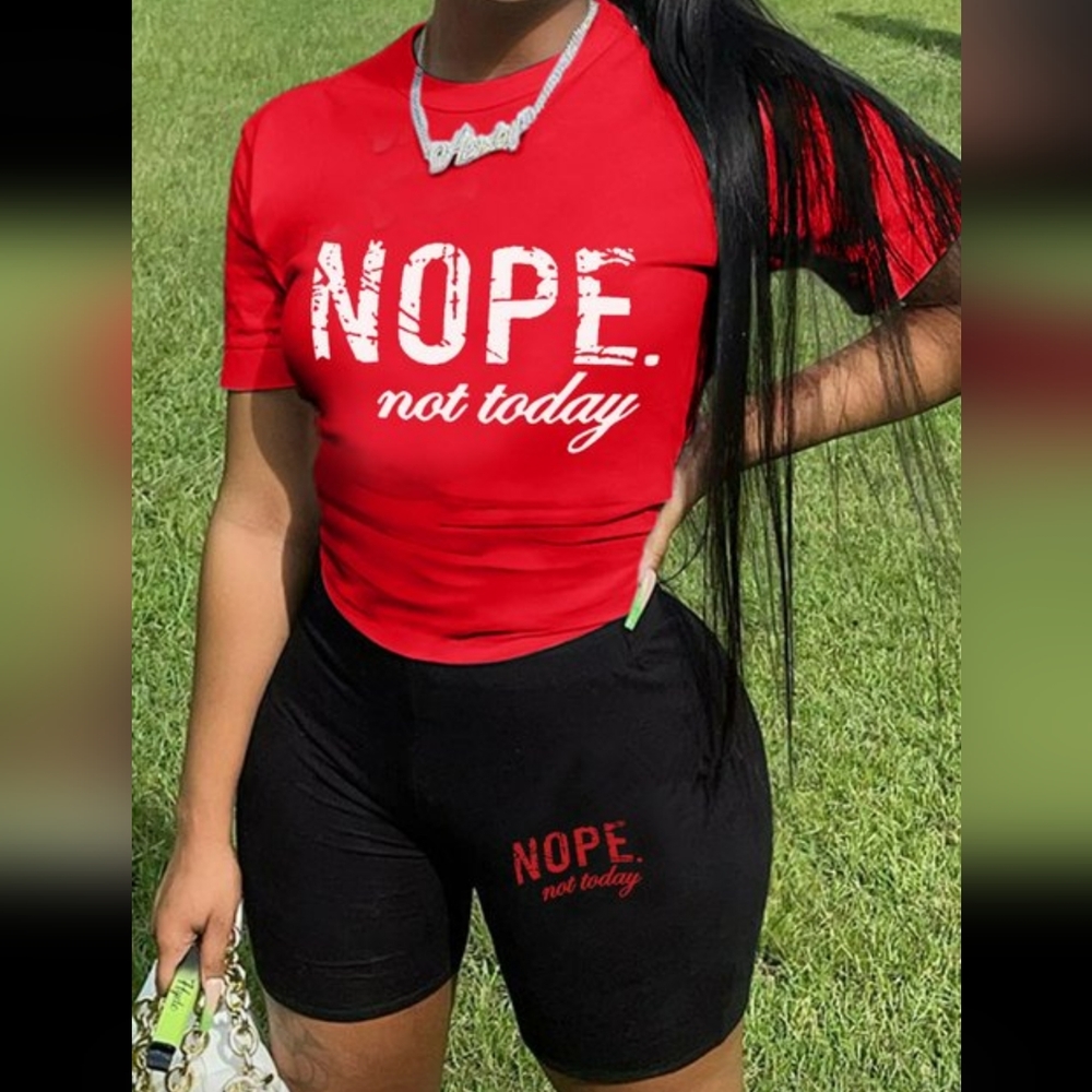 FUNNY SHORTS SET "NOPE NOT TODAY"